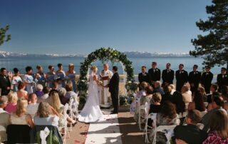 Lake Tahoe Wedding Venue on the Lake, Beach Wedding Venue in Lake Tahoe, Couple Getting Married at Lakefront Venue in Tahoe