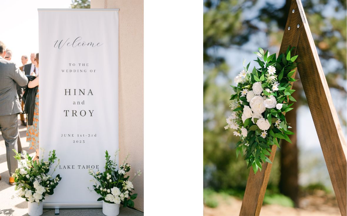 Morning wedding decorations in Lake Tahoe