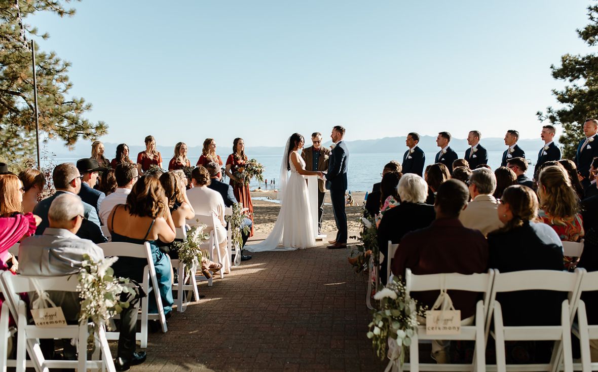 Lake Tahoe wedding ceremony venue on the water