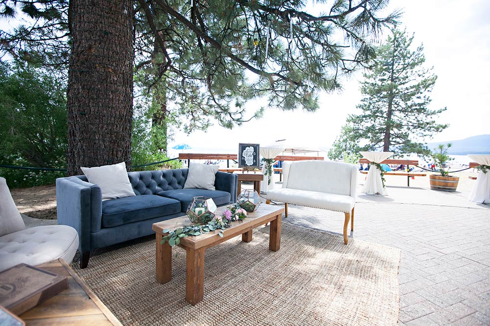 Outdoor patio furniture setting at North Tahoe Event Center