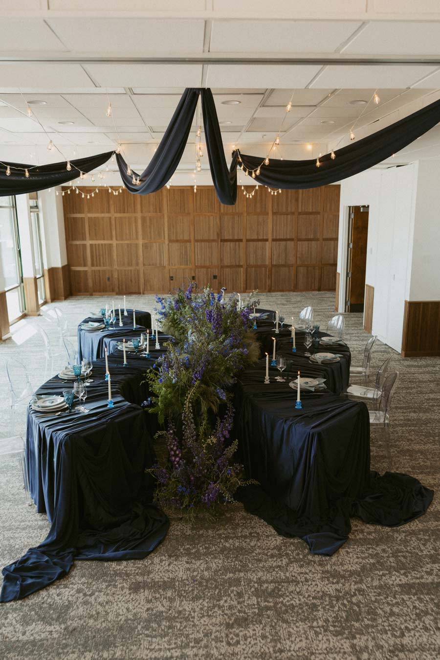 Reception table design at North Tahoe Event Center